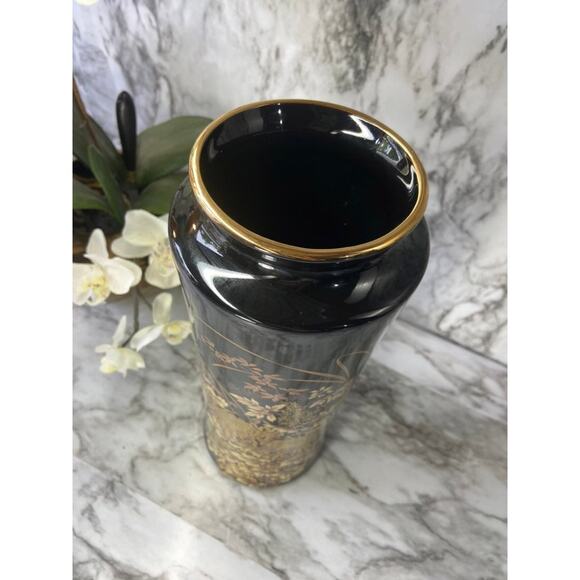 Vintage Toyo Shibata Golden Kiku Ceramic Vase - Picture 2 of 5